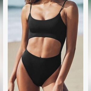 Meyeeka Womens Scoop Neck Cut Out Front Lace Up Back High Cut Monokini